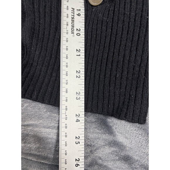 Orvis Womens 100% Cashmere Button Front Cardigan Sweater Black Mock Neck Medium - Picture 6 of 8